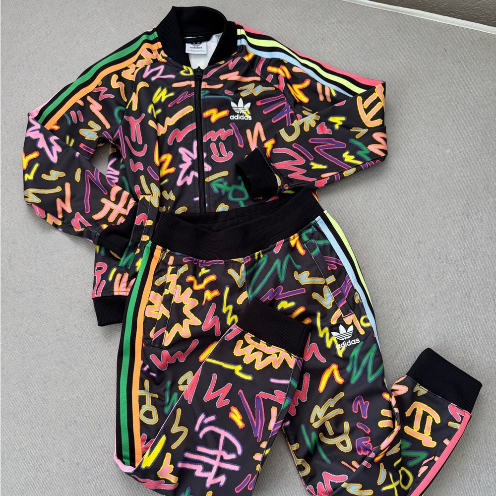 Adidas Black Tracksuit with Neon Accents